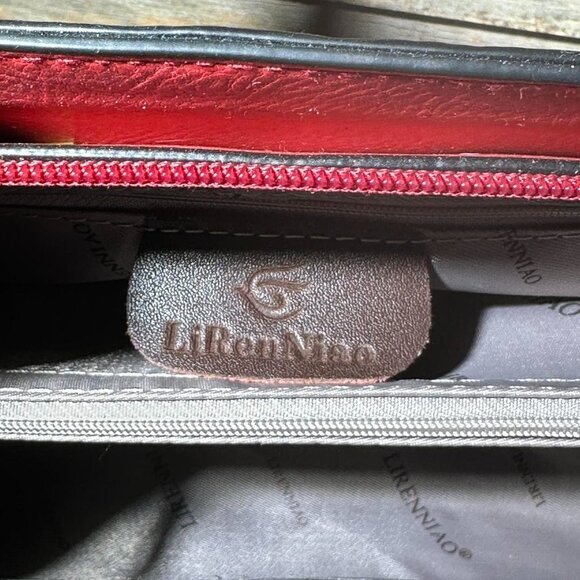 NWOT LiRenNiao Red Faux Croc Bag‎ with Matching Wallet - Picture 5 of 8